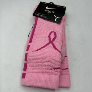 NWT Nike Elite Basketball Socks Pink Breast Cancer Kay Yow Large Size 8-12